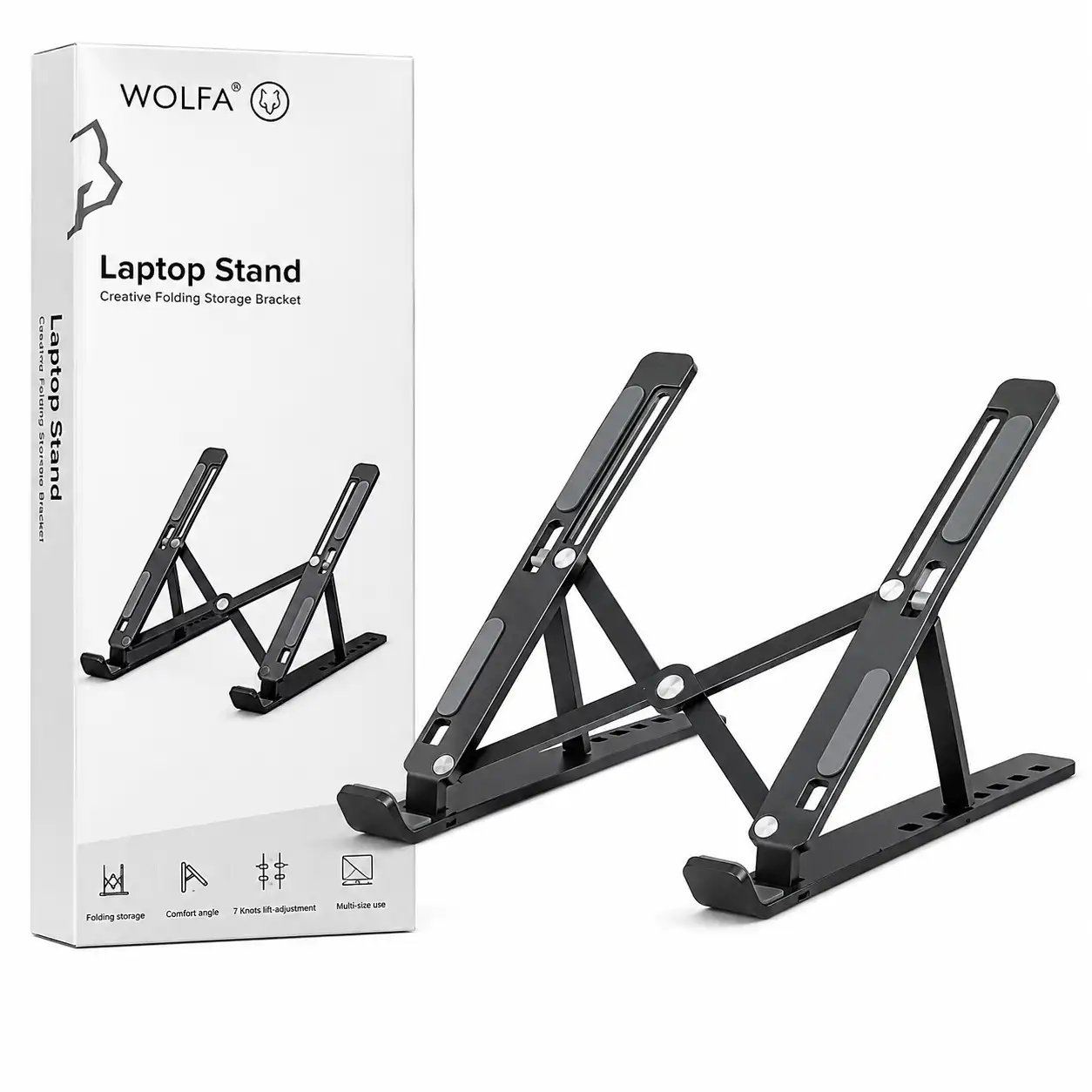 stand wolfa laptop پایه لپتاپ WOLFA مدل W.H07 | ۷ سطح تنظیم ارتفاع + جمعشونده - Image 1